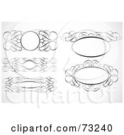 Royalty Free RF Clipart Illustration Of A Digital Collage Of Black And White Blank Swirly Text Boxes And Frames Version 2