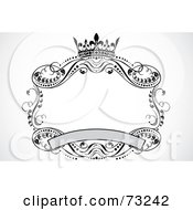Royalty Free RF Clipart Illustration Of A Crown Banner And Scroll Frame by BestVector