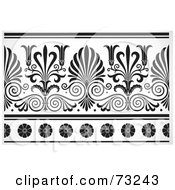 Poster, Art Print Of Digital Collage Of Black And White Floral Border Design Elements - Version 3
