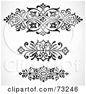 Royalty Free RF Clipart Illustration Of A Digital Collage Of Black And White Floral Border Design Elements Version 7
