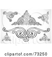 Royalty Free RF Clipart Illustration Of A Digital Collage Of Black And White Border Design Elements Version 3