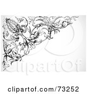 Poster, Art Print Of Black And White Intricate Floral Corner Border - Version 4