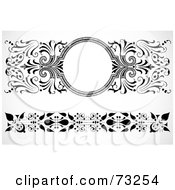 Poster, Art Print Of Digital Collage Of Black And White Ornate Borders One With A Circle