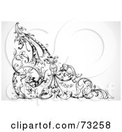 Royalty Free RF Clipart Illustration Of A Black And White Intricate Floral Corner Border Version 2 by BestVector