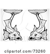 Royalty Free RF Clipart Illustration Of Two Black And White Catfishes