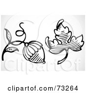 Royalty Free RF Clipart Illustration Of A Digital Collage Of Black And White Acorn And Oak Leaf Design Elements