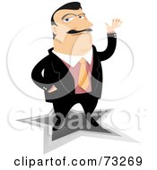 Poster, Art Print Of Confident Businessman Gesturing With His Hand And Standing On A Star