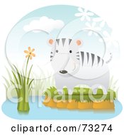 Royalty-Free (RF) Clipart Illustration of a Cute White Tiger Cat On An Island In A Pond by Qiun #COLLC73274-0141
