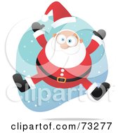 Poster, Art Print Of Energetic Leaping Santa With Snow