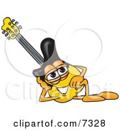 Guitar Mascot Cartoon Character Resting His Head On His Hand by Mascot Junction