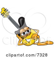 Poster, Art Print Of Guitar Mascot Cartoon Character Resting His Head On His Hand