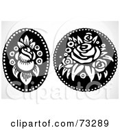 Royalty Free RF Clipart Illustration Of A Digital Collage Of Black And White Oval And Round Flower Elements