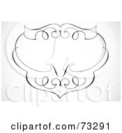 Royalty Free RF Clipart Illustration Of A Black And White Blank Swirly Text Box Or Frame Version 4