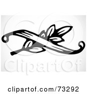 Royalty Free RF Clipart Illustration Of A Black And White Scroll Over Leaves