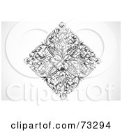 Royalty Free RF Clipart Illustration Of A Black And White Ornate Diamond Of Leaves
