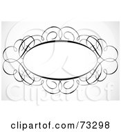 Royalty Free RF Clipart Illustration Of A Black And White Blank Swirly Text Box Or Frame Version 7
