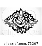 Royalty Free RF Clipart Illustration Of A Black And White Rose And Daisy Accent