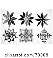 Royalty Free RF Clipart Illustration Of A Digital Collage Of Six Floral Black And White Elements