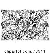 Royalty Free RF Clipart Illustration Of A Black And White Ornate Vintage Floral And Leafy Element