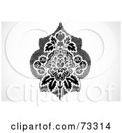 Royalty Free RF Clipart Illustration Of A Black And White Bold Floral Element Over Black Dots