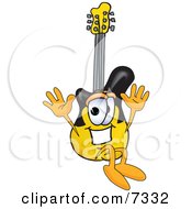 Poster, Art Print Of Guitar Mascot Cartoon Character Jumping