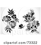 Poster, Art Print Of Digital Collage Of Black And White Bold Bouquets And A Butterfly