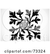 Royalty Free RF Clipart Illustration Of A Black And White Floral Circle With Bold Leaves by BestVector