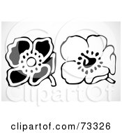 Royalty Free RF Clip Art Illustration Of A Digital Collage Of Black And White Poppies by BestVector