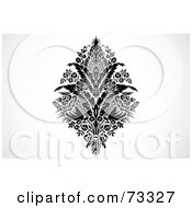 Poster, Art Print Of Black And White Floral Bouquet With Feathers