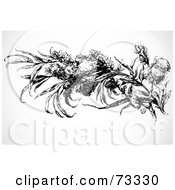 Royalty Free RF Clipart Illustration Of A Black And White Floral Branch With Long Leaves