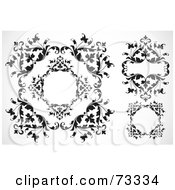 Royalty Free RF Clipart Illustration Of A Digital Collage Of Black And White Leafy Frames