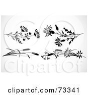 Poster, Art Print Of Digital Collage Of Black And White Flowers And Reeds
