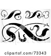 Royalty Free RF Clipart Illustration Of A Digital Collage Of Black And White Floral Accents