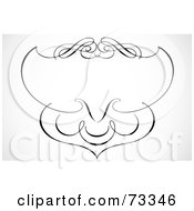 Royalty Free RF Clipart Illustration Of A Black And White Blank Swirly Text Box Or Frame Version 2