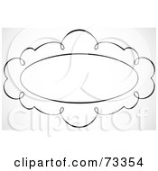 Royalty Free RF Clipart Illustration Of A Black And White Blank Swirly Text Box Or Frame Version 13