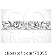 Royalty Free RF Clip Art Illustration Of A Black And White Floral Border Design Element Version 8