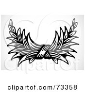 Royalty Free RF Clipart Illustration Of A Black And White Bundle Of Leaves