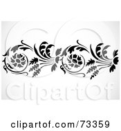 Royalty Free RF Clipart Illustration Of A Black And White Floral Border Design Element Version 6
