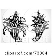 Royalty Free RF Clipart Illustration Of A Digital Collage Of Black And White Floral Bouquets