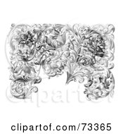 Royalty Free RF Clipart Illustration Of A Black And White Vintage Ornate Floral And Leaf Element