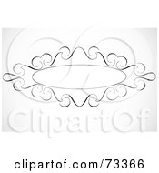 Royalty Free RF Clipart Illustration Of A Black And White Blank Swirly Text Box Or Frame Version 12