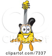 Poster, Art Print Of Guitar Mascot Cartoon Character Sitting