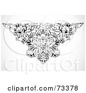 Royalty Free RF Clipart Illustration Of A Black And White Floral Triangle With Scrolled Leaves by BestVector
