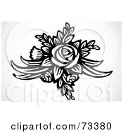 Royalty Free RF Clipart Illustration Of A Black And White Rose Accent
