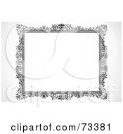 Royalty Free RF Clipart Illustration Of A Black And White Floral Border Or Frame Version 5