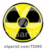 Black And Yellow Radiation Symbol On White