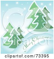 Poster, Art Print Of Snowy Evergreen Merry Christmas Greeting