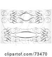 Royalty Free RF Clipart Illustration Of A Digital Collage Of Black And White Blank Swirly Text Boxes And Frames Version 4