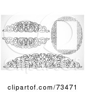 Royalty Free RF Clipart Illustration Of A Digital Collage Of Black And White Leafy Border Frames Headers And Text Boxes
