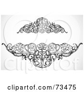Royalty Free RF Clipart Illustration Of A Black And White Elegant Blank Rose Text Box